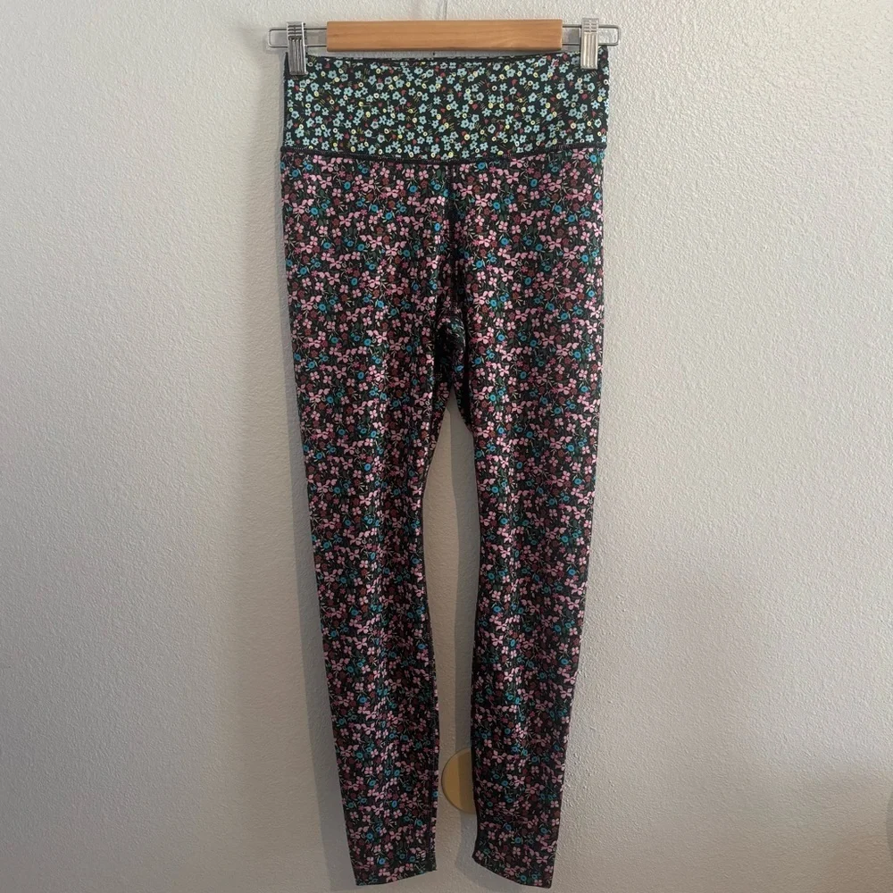 Nike Dri-Fit Micro Floral Print Leggings 7/8 Size Small